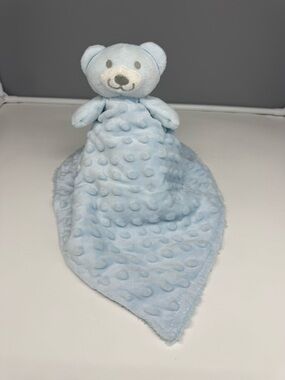 Light Blue Plush Bear Lovey with Soft Minky Texture